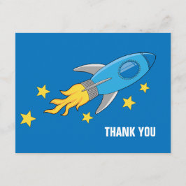 Tarjeta De Agradecimiento La nave de Rocket retro le agradece cardar