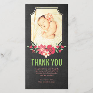 Tarjeta De Agradecimiento La niña de la pizarra le agradece florece la