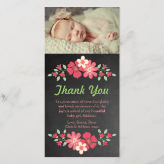 Tarjeta De Agradecimiento La niña de la pizarra le agradece florece la