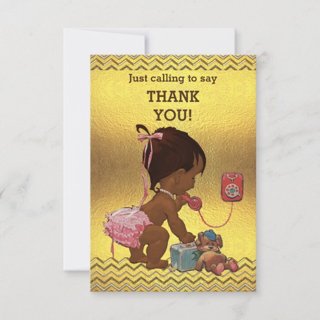 Tarjeta De Agradecimiento La niña étnica de los galones del oro en el (Anverso)