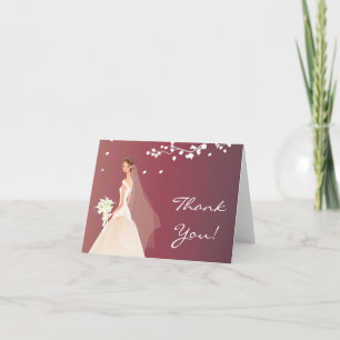 Tarjeta De Agradecimiento La novia carmesí del otoño elegante le agradece