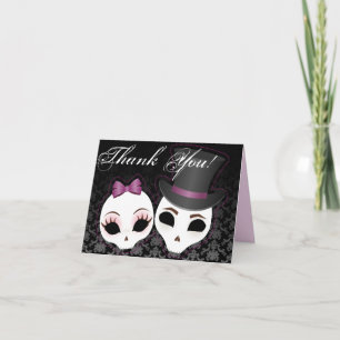Tarjeta De Agradecimiento La novia y el novio Skullies (violeta) "le