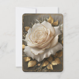 Tarjeta De Agradecimiento La obra de arte de la rosa blanca con borde dorado
