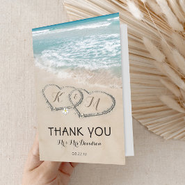 Tarjeta De Agradecimiento La orilla tropical del corazón de la playa del