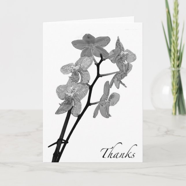 Tarjeta De Agradecimiento La orquídea blanco y negro en blanco le agradece (Anverso)
