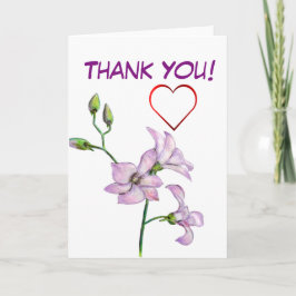 Tarjeta De Agradecimiento La orquídea rosada y el corazón rojo le agradecen