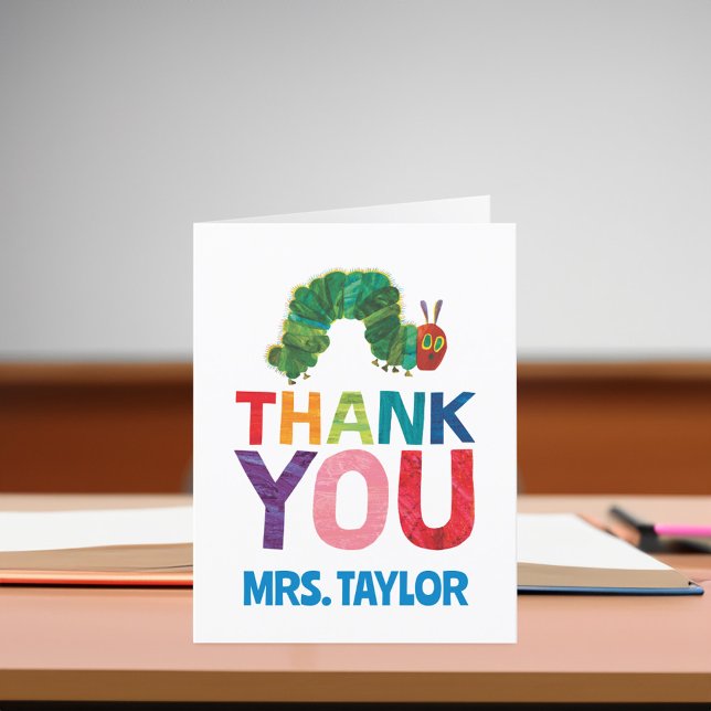 Tarjeta De Agradecimiento La oruga muy hambrienta gracias (Thank you card on table)
