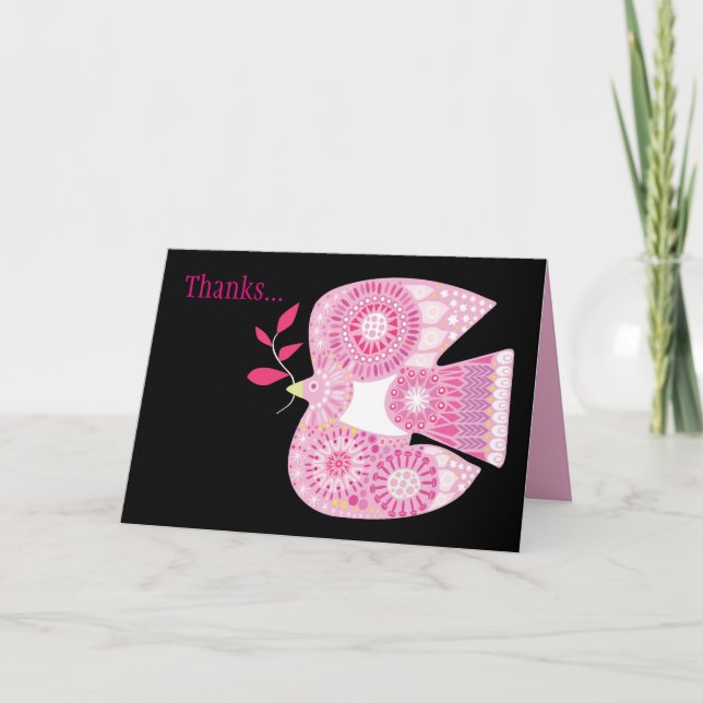 Tarjeta De Agradecimiento La PALOMA del MOSAICO del palo Mitzvah de la PAZ (Anverso)