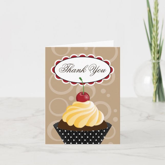 Tarjeta De Agradecimiento La panadería de la magdalena de la cereza le (Anverso)