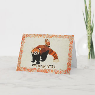 Tarjeta De Agradecimiento La panda roja y el búho le agradecen cardar
