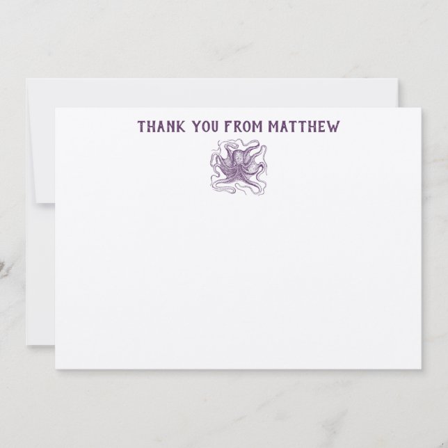 Tarjeta De Agradecimiento La pantalla plana personalizada pulpo náutico le (Anverso)