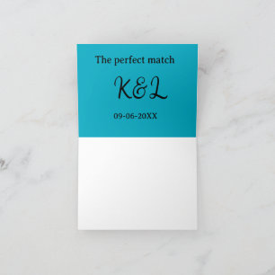 Tarjeta De Agradecimiento la pareja perfecta nombre letra fecha azul sim