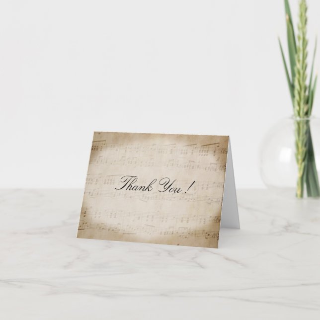 Tarjeta De Agradecimiento La partitura antigua le agradece cardar (Anverso)
