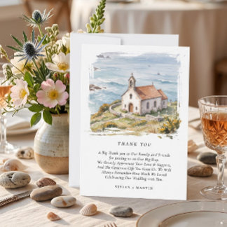 Tarjeta De Agradecimiento La pequeña capilla junto al mar boda