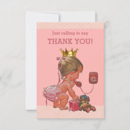 Tarjeta De Agradecimiento La pequeña princesa en el teléfono le agradece los