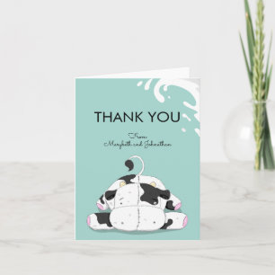 Tarjeta De Agradecimiento La pequeña vaca linda Baby Shower le agradece