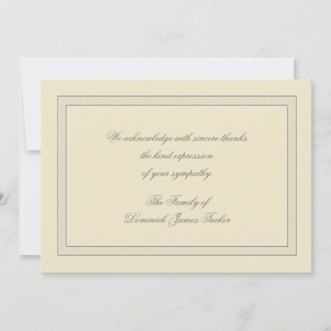 Tarjeta De Agradecimiento La pérdida acodada le agradece Notecard (Anverso)