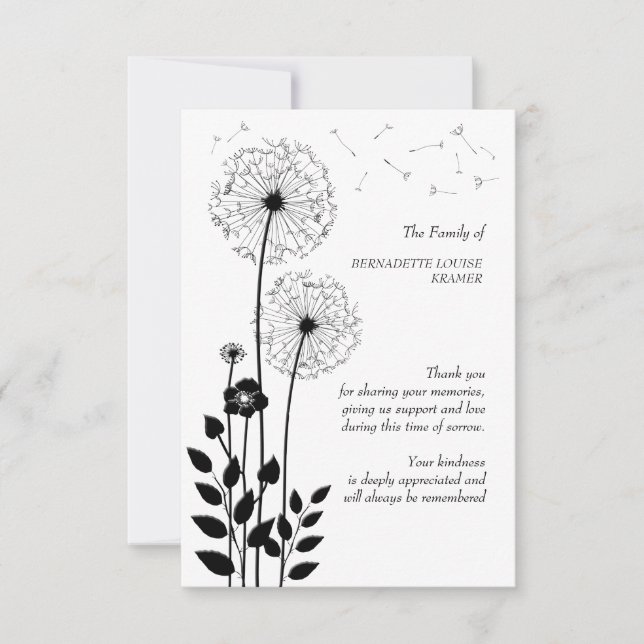 Tarjeta De Agradecimiento La pérdida de las flores salvajes le agradece (Anverso)