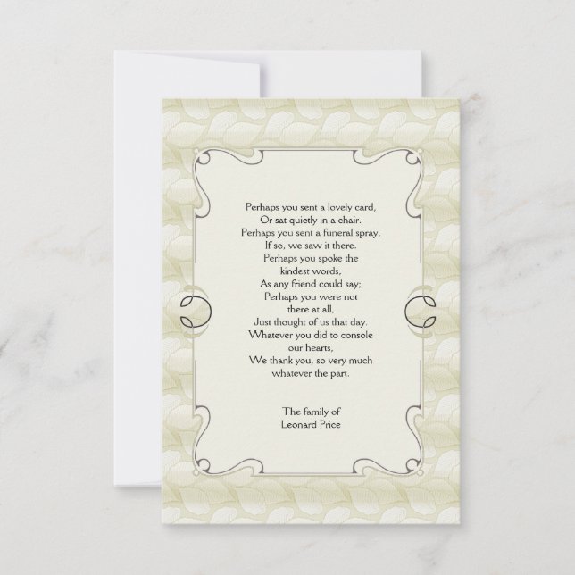 Tarjeta De Agradecimiento La pérdida de las hojas le agradece Notecard (Anverso)