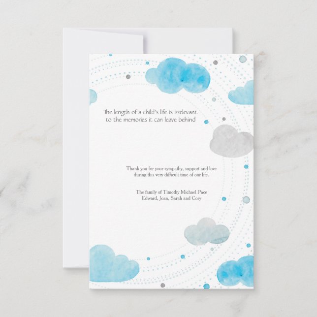 Tarjeta De Agradecimiento La pérdida de las nubes le agradece cardar (Anverso)