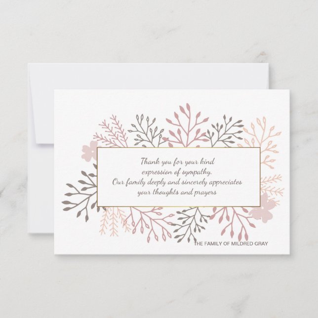 Tarjeta De Agradecimiento La pérdida dulce de la conmemoración le agradece (Anverso)