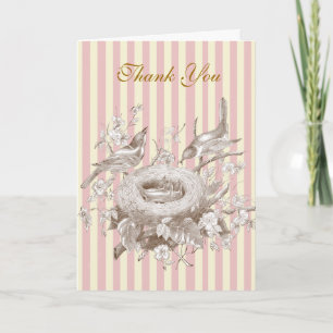 Tarjeta De Agradecimiento La Petite Famille, rosa y crema Gracias