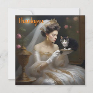 Tarjeta De Agradecimiento La pintura al aceite de la novia del gato,