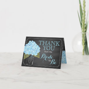 Tarjeta De Agradecimiento La pizarra azul moderna del Hydrangea le agradece