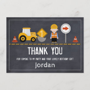 Tarjeta De Agradecimiento La pizarra bajo construcción le agradece cardar