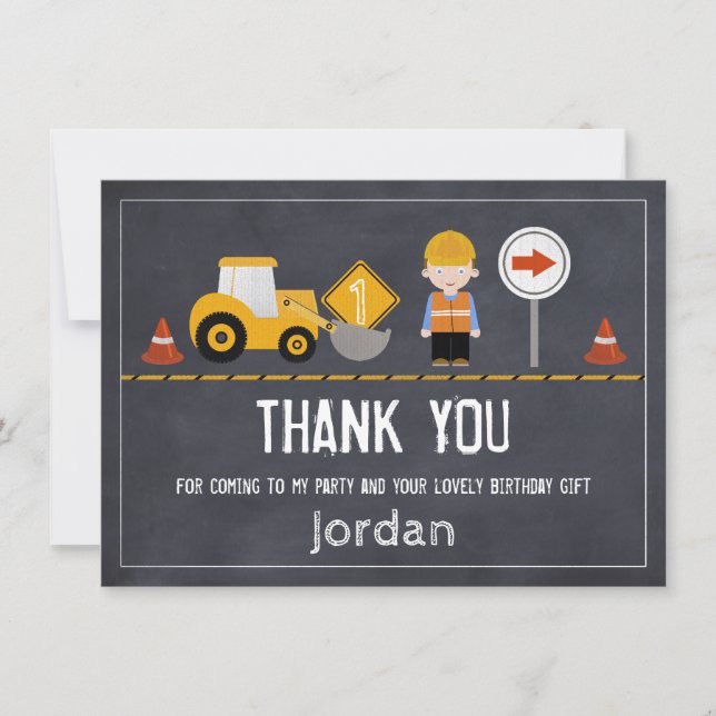 Tarjeta De Agradecimiento La pizarra bajo construcción le agradece cardar (Anverso)