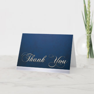 Tarjeta De Agradecimiento La plata moderna de la textura azul elegante le