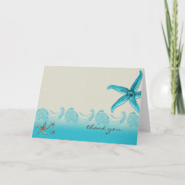 Tarjeta De Agradecimiento La playa en arena y la aguamarina le agradecen