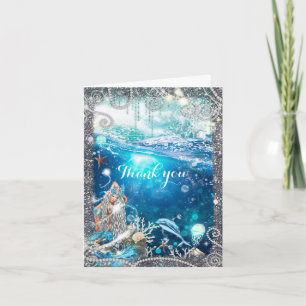 Tarjeta De Agradecimiento La playa encantada Blonde de la fantasía de la