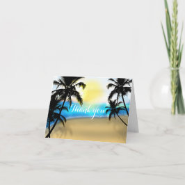 Tarjeta De Agradecimiento La playa y las palmeras diurnas tropicales le