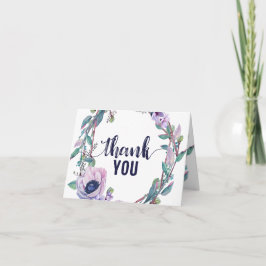Tarjeta De Agradecimiento La pluma de Boho y la boda floral de la guirnalda