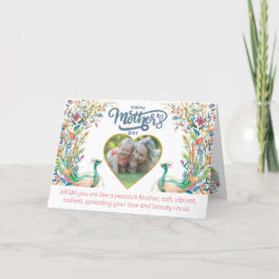 Tarjeta De Agradecimiento La pluma del pavo real como el amor de la madre dí