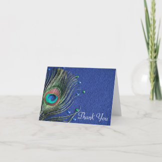 Tarjeta De Agradecimiento La pluma del pavo real Jewels el azul le agradece