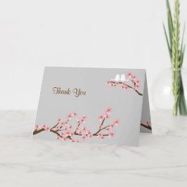 Tarjeta De Agradecimiento La primavera rosada y gris de la flor de cerezo le