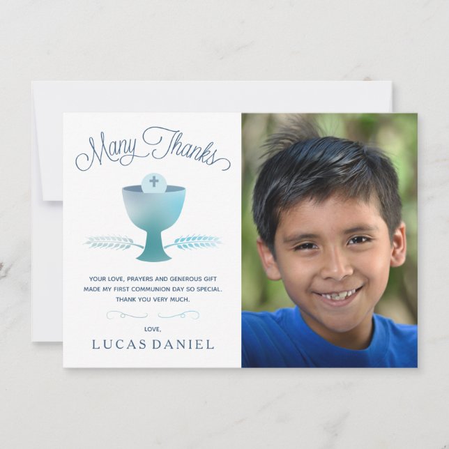 Tarjeta De Agradecimiento La primera comunión santa le agradece cardar - la (Anverso)