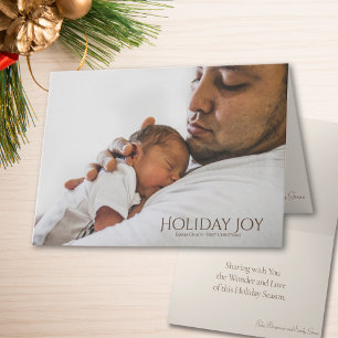 Tarjeta De Agradecimiento La primera Navidad del bebé, alegría navideña, fot