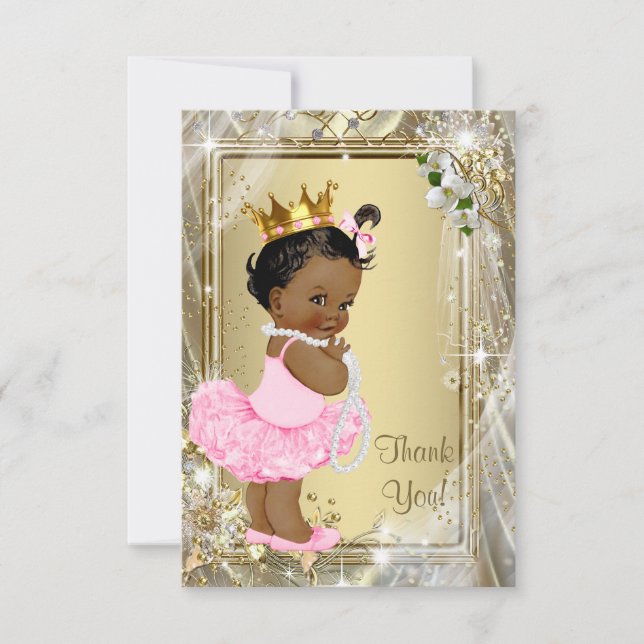 Tarjeta De Agradecimiento La princesa étnica Tutu Pearls Baby Shower Gracias (Anverso)
