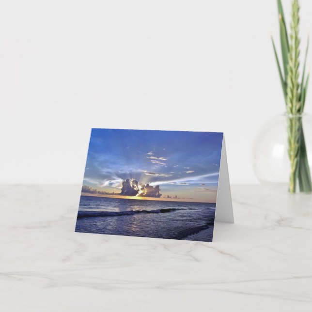 Tarjeta De Agradecimiento La puesta de sol en la playa (Anverso)