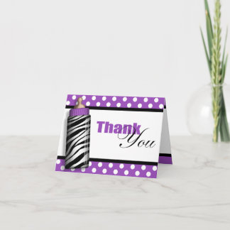 Tarjeta De Agradecimiento La púrpura del biberón del estampado de zebra le