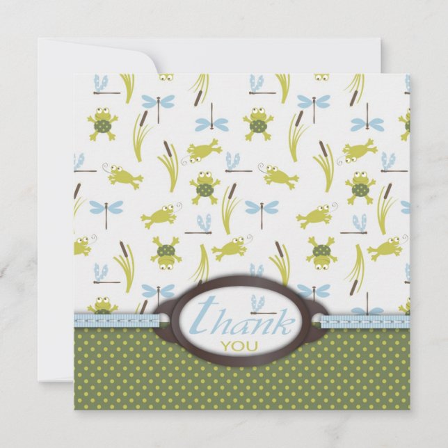 Tarjeta De Agradecimiento La rana y la libélula de Ribbit le agradecen (Anverso)