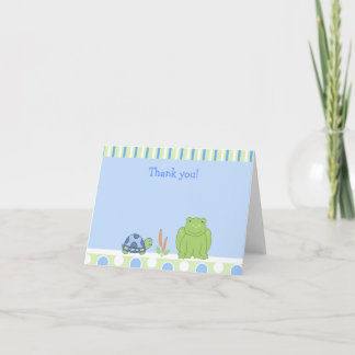 Tarjeta De Agradecimiento La rana y la tortuga amistosas dobladas le