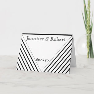 Tarjeta De Agradecimiento La raya blanco y negro del art déco le agradece