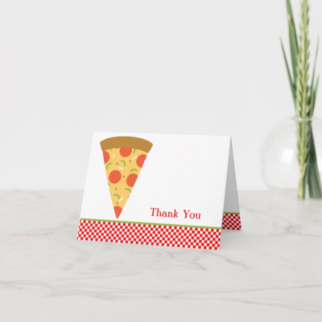 Tarjeta De Agradecimiento La rebanada de la pizza le agradece cardar (Anverso)