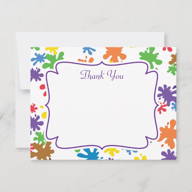 Tarjeta De Agradecimiento La salpicadura de la pintura le agradece cardar (Anverso)