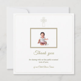 Tarjeta De Agradecimiento La Santa Comunión, el oro y el blanco