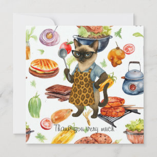 Tarjeta De Agradecimiento La señora del almuerzo está sirviendo comida